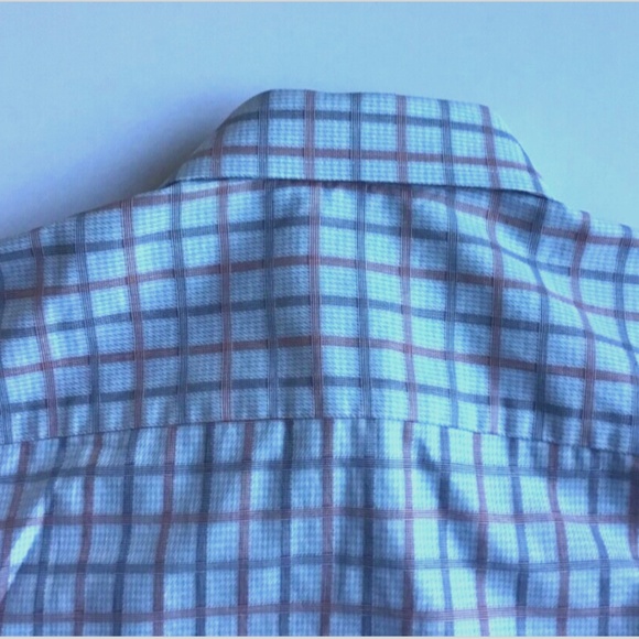 ETON wrinkle free cotton light blue checkered shirt Sz 16 /16.5 made in Europe’ - Picture 4 of 7